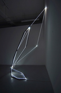 CARLO BERNARDINI, CATALIZZATORE DI LUCE 2005; fibre ottiche e acciaio inox, H mt 4x4,5x4, Torino, Velan Centro Arte Contemporanea