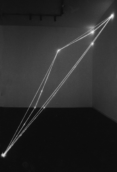 DIVISIONE DELL'UNITA` VISIVA 1999 Fibre ottiche, m h 4x4x3,5, Galleria Spaziotemporaneo, Milano.