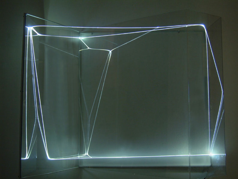 VIRTUAL VOLUMS 2001 Fibre ottiche, plexiglass, cm h 100x40x135.