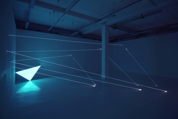 CARLO BERNARDINI, PROGRESSIVE CODE OF THE SPACE 2009, Fiber optic, elettroluminescent surface, feet h 13x36x27, Velan Centro d’Arte Contemporanea, Turin.