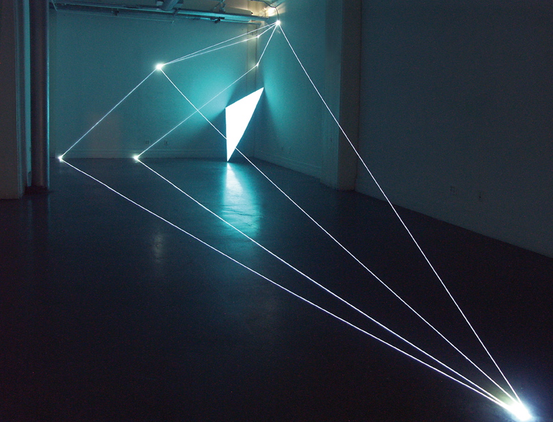 CARLO BERNARDINI, PERMEABLE SPACE 2009, Fiber optic, elettroluminescent surface, feet h 13x36x27. The 13th D.U.M.B.O. Art Under the Bridge Festival, New York.