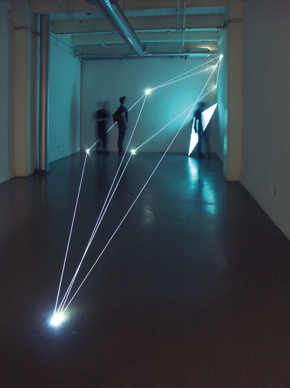 CARLO BERNARDINI, PERMEABLE SPACE 2009, Fiber optic, elettroluminescent surface, feet h 13x36x27; The 13th D.U.M.B.O. Art Under the Bridge Festival, New York.