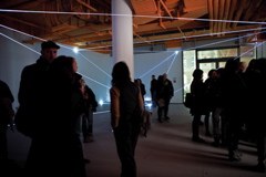 Carlo Bernardini, Vacuum 2011, optic fibers installation, mt h 4x16x14, Delloro Arte Contemporanea, Berlin.