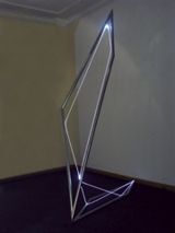 CARLO BERNARDINI, SPACE DRAWNING 2006, Optic fiber, stainless steel, feet h 9x6x1,5. Light On, Galleria Artiscope, Bruxelles.