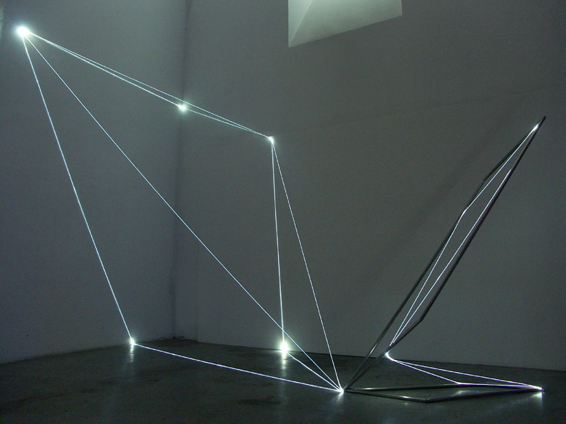 CARLO BERNARDINI, STATES OF LIGHTING 2005, stainless steel, optic fibers, feet h 18x14x22. Frascati, Scuderie Aldobrandini
