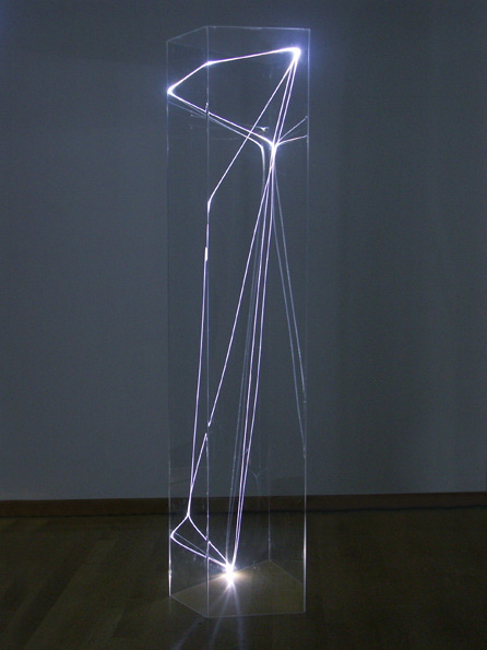 PERMEABLE SPACE 2003 Plexiglass, optical fibres, feet h 7x2x2