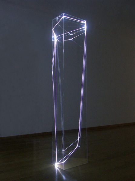 PERMEABLE SPACE 2003 Plexiglass, optical fibres, feet h 7x2x2.