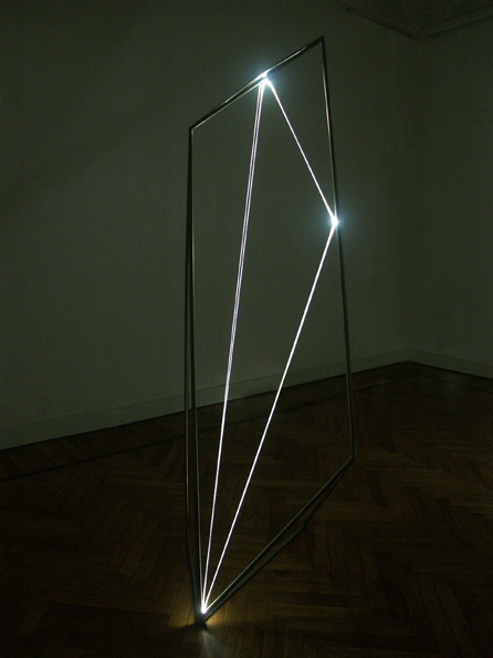 THE DIVISION OF VISUAL UNITY 2002 Stainless steel, optical fibers, feet h 8x3x3 (one-dimensional vision).
