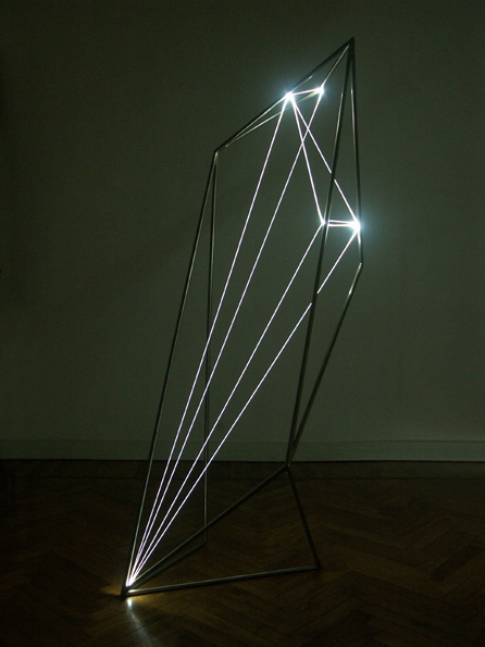 THE DIVISION OF VISUAL UNITY 2002 Stainless steel, optical fibers; feet h 8x3x3.