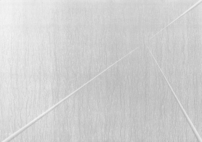 CARLO BERNARDINI, Division of Visual Unity 1996, white pigments in acrylic powder and phosphorous on boards; feet h 3x4,5 (light).