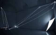 PERMEABLE SPACE 2003 Stainless steel, optical fibers, electro-luminescent surface, Naviglio Gallery, Milano.