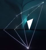 PERMEABLE SPACE 2003 Optic fibres, electro-luminescent surfase, feet h 10x15x13, XIV Quadriennial, Palazzo Reale, Napoli.