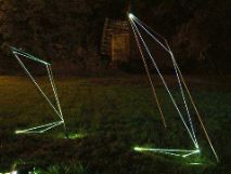 SPACE DRAWINGS 2002 Stainless steel, optical fibers, feet h 10x3x3-h 7x3x4, Utica, New York. 