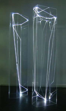 CARLO BERNARDINI, Permeable Spaces 2002, Plexiglass, optical fibres, feet h 7x2x2.