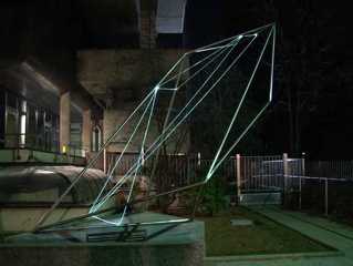 CARLO BERNARDINI,The Division of Visual Unity 2002, stainless steel, optical fibers, feet h 13x10x15, Viale dei Platani, Castellanza(VA).