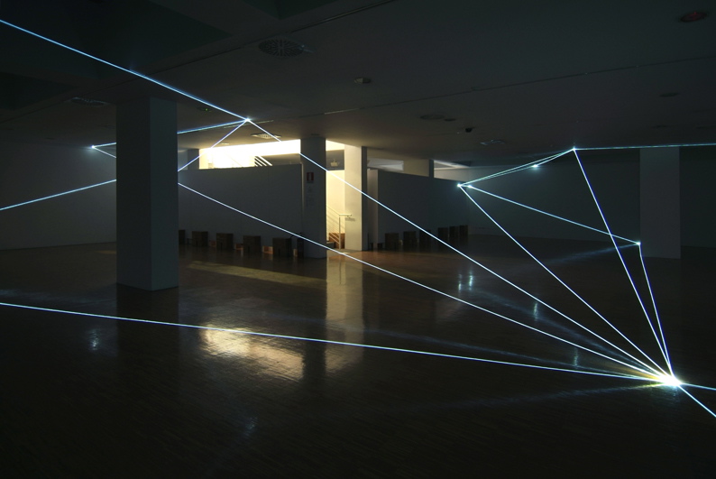 CARLO BERNARDINI, PERMEABLE SPACE 2008, Fiber optic installation, feet h 12,5x64x64. Lissone (MI), Museum of Contemporary Art.
